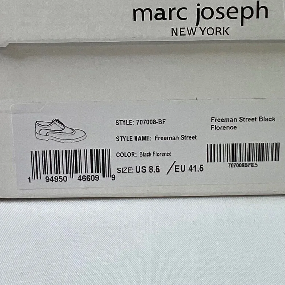 MARC‎ JOSEPH NEW YORK Man's Oxfords Freeman Street Dress Shoes Black Size 8.5
